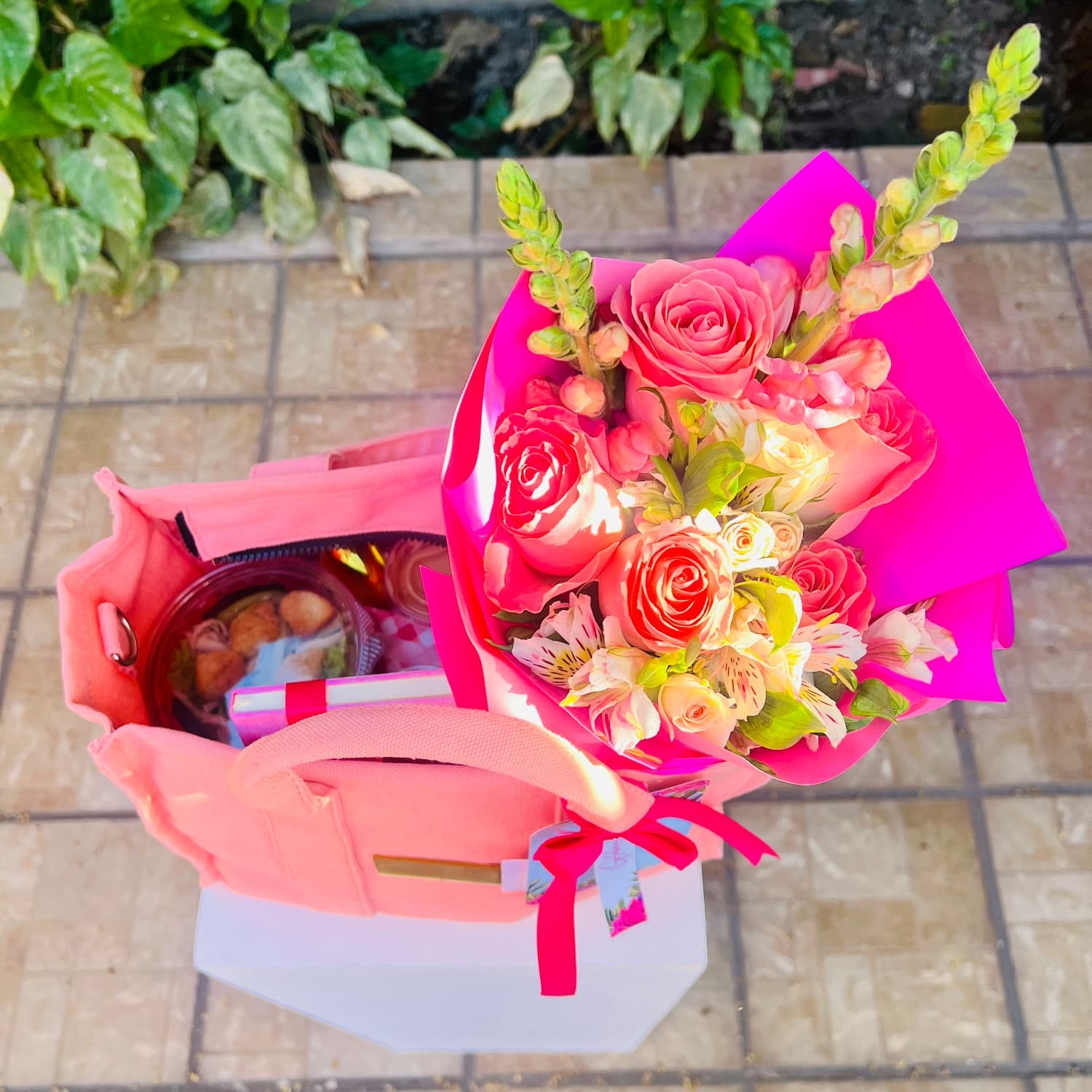 Breakfast tote bag pink Tote Bag Pink