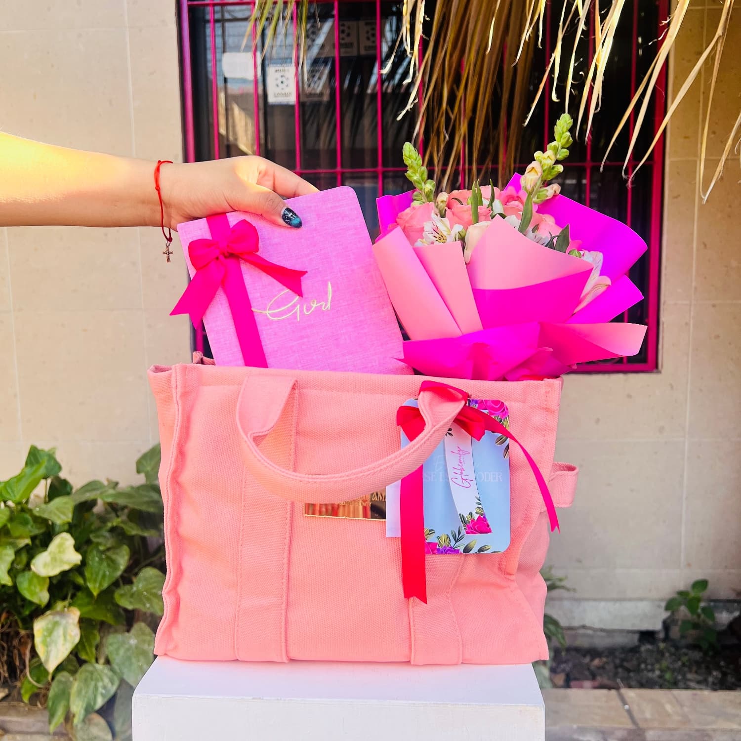 Breakfast tote bag pink Tote Bag Pink